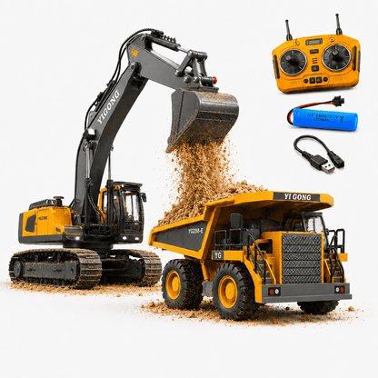 DirtWorks™ RC Excavator + Dump Truck Bundle