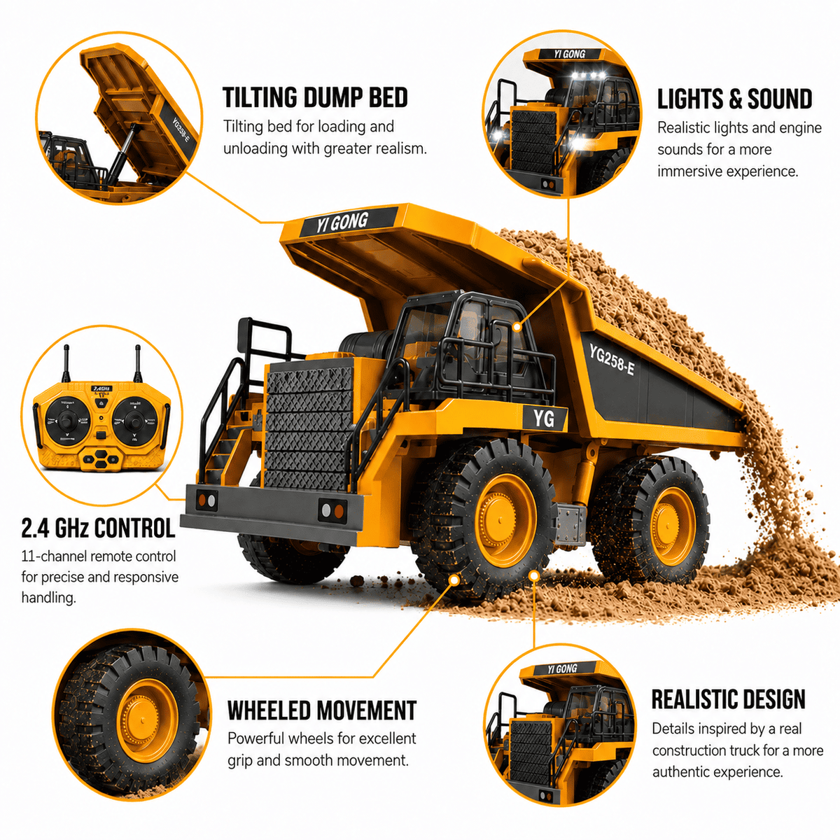 DirtWorks™ RC Excavator + Dump Truck Bundle